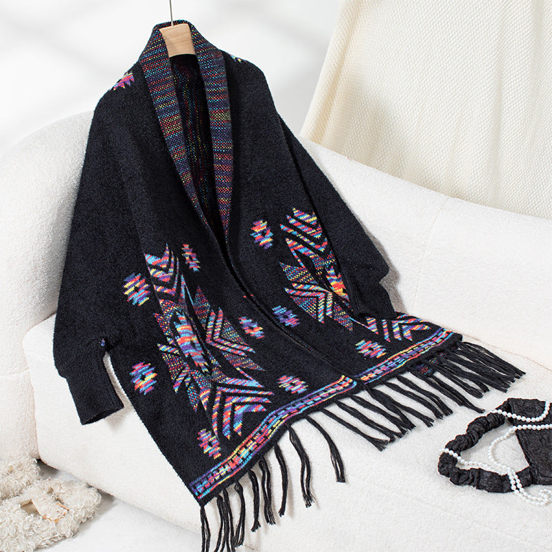 Women's Aztec Pop Geometric Jacquard Ethnic Style Tassel Women's Sweater