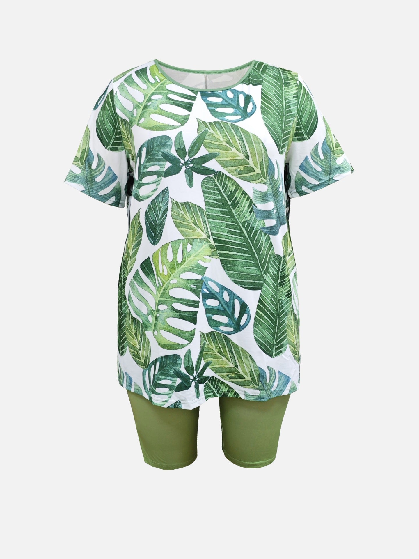 Women's Summer Printed Fat Woman Home Wear Pajamas Short-sleeved Suits