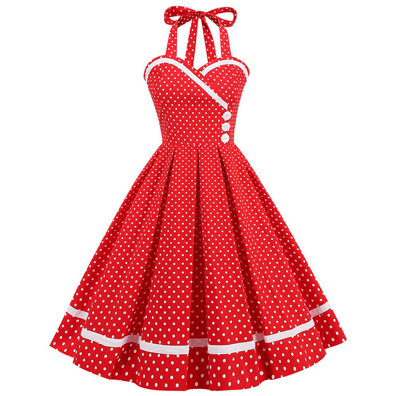 Retro Patchwork Large Hem Dress Pettiskirt Dresses