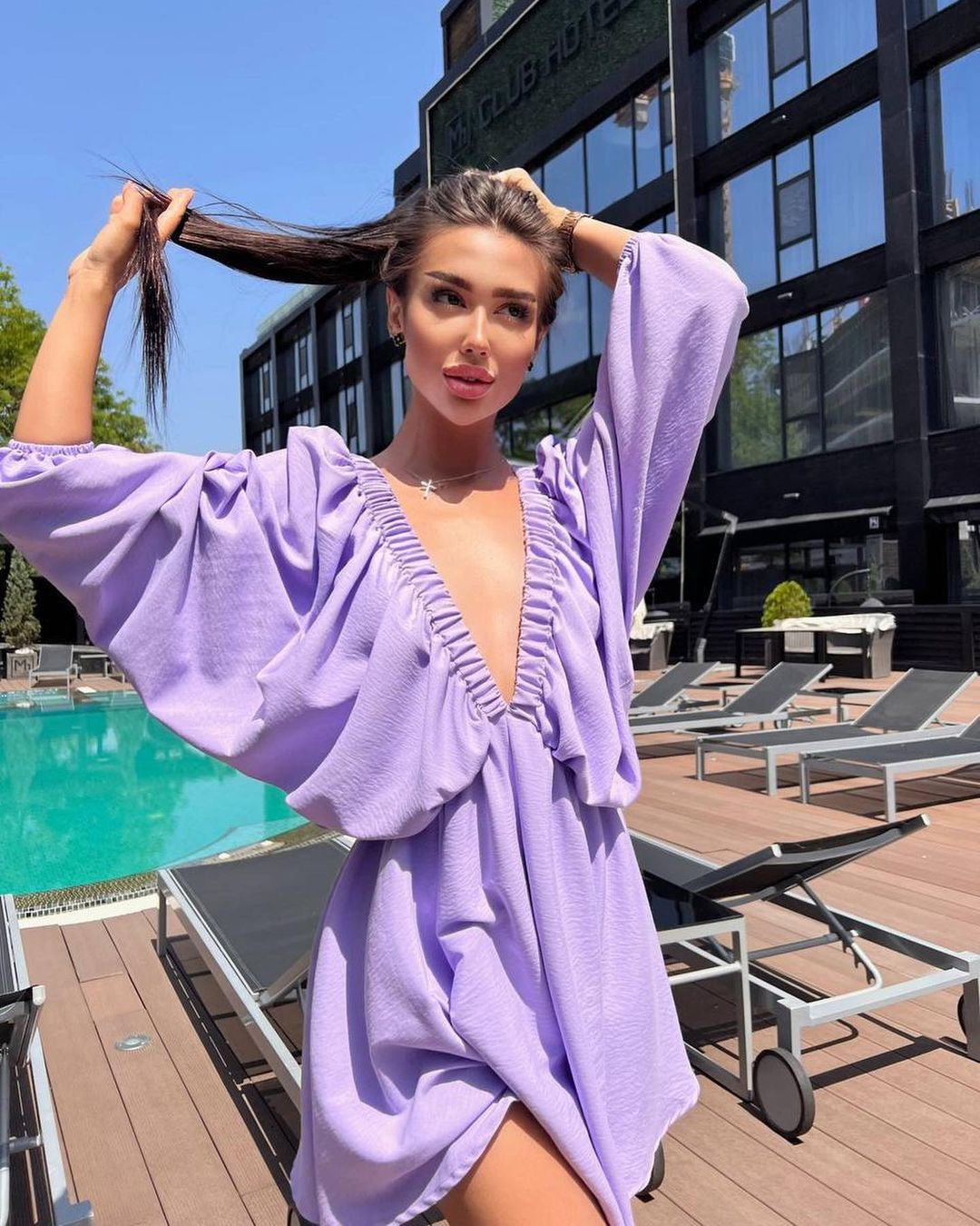 Stylish Dress Design Puff Sleeve Swing Dresses