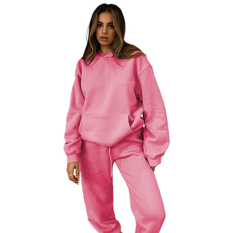 Solid Color Hooded Pullover Long-sleeved Cotton Suits