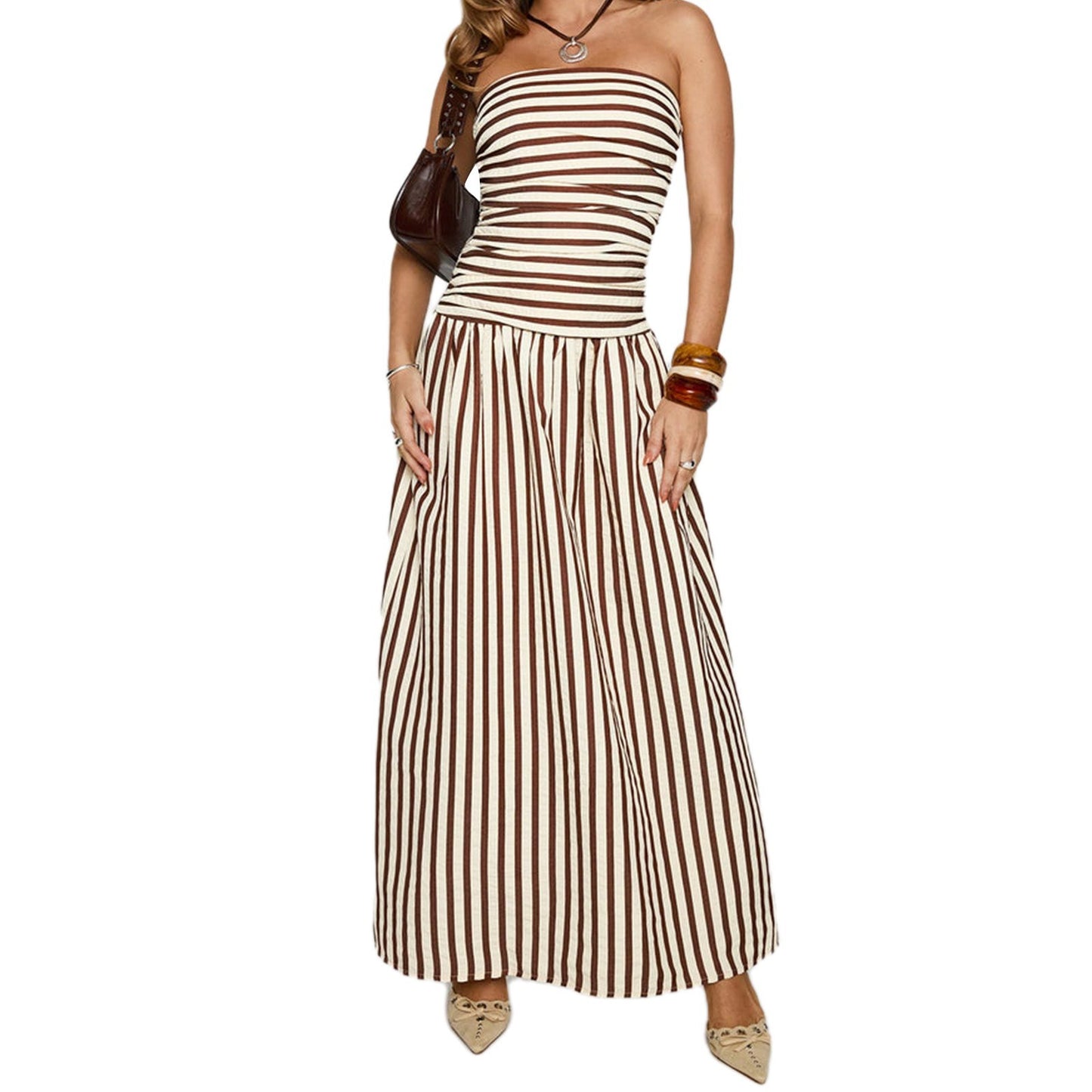 Women's Summer Elegance Retro High-grade Printed Tube Pleated Dress