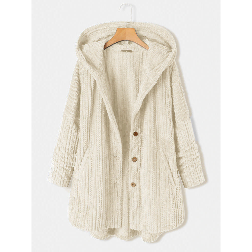 Women's Single-breasted Loose Casual Plush Temperament Long Sweaters