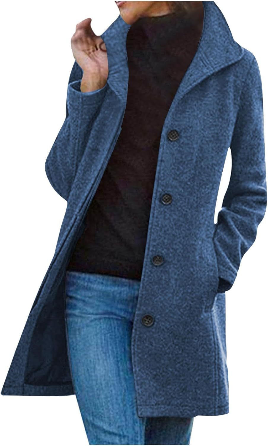 Women's Popular Single Thick Wool Mid-length Quality Coats