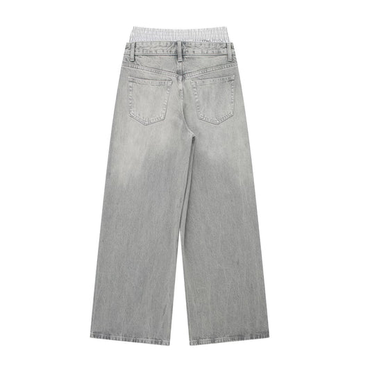 Women's Fashion Low Waist Boxer Briefs Detail Jeans