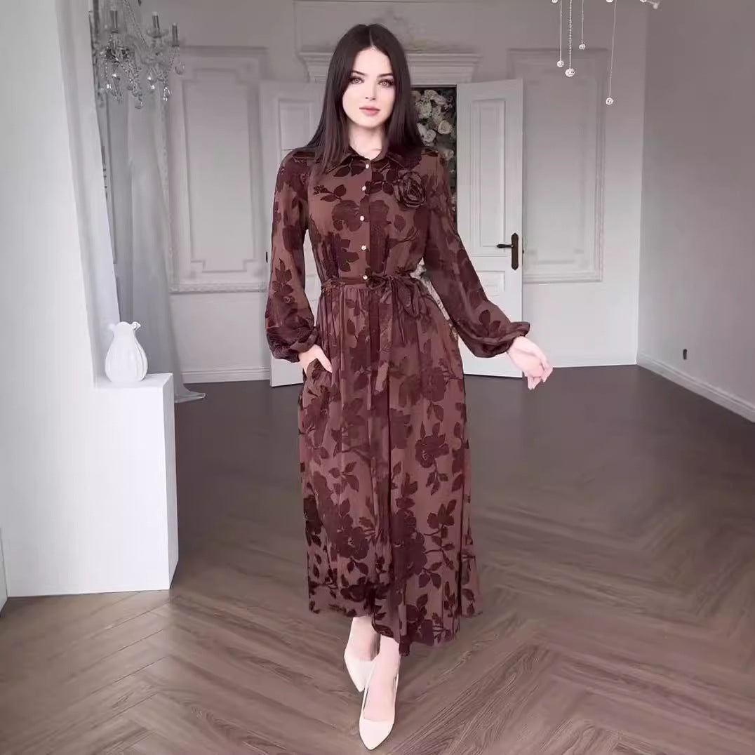 Women's Autumn French Hepburn Style Fashion Jacquard Clothing