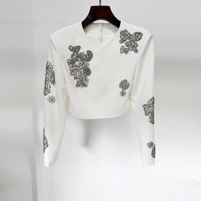 Fashion Bead Diamond Inlaid Long Two-piece Suits