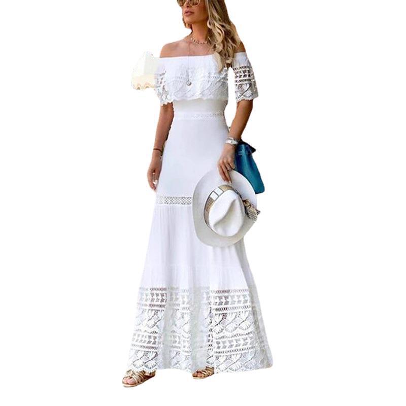Women's Casual Fashion Stitching Lace Dress Dresses