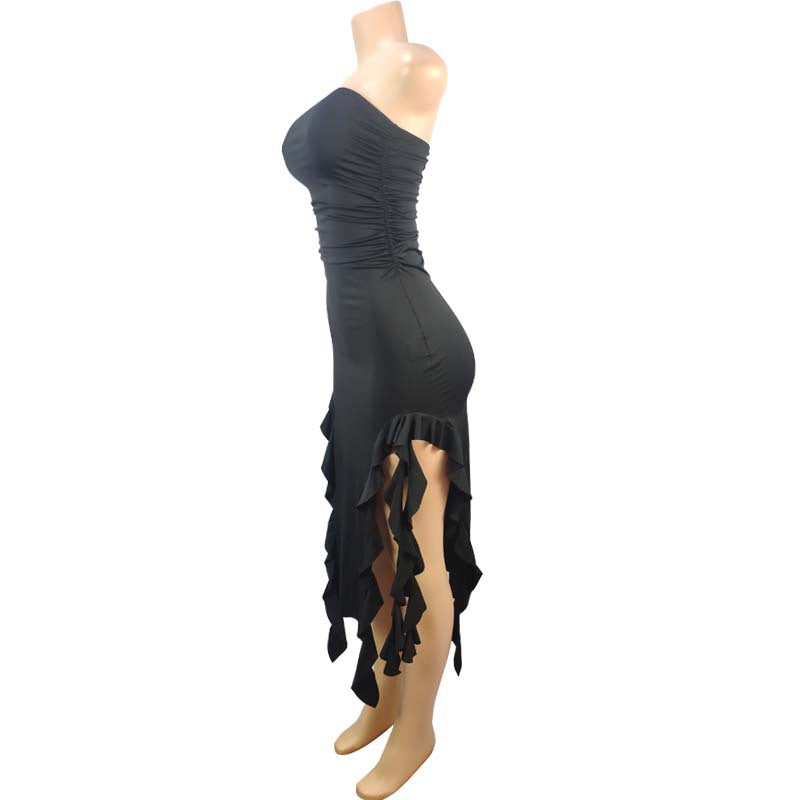 Women's Fashion Sexy Personalized Chest Wrap Irregular Dresses