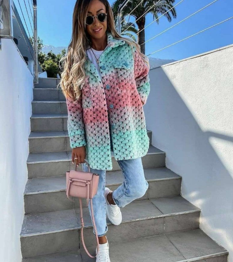 Women's Elegant Fashion Printing Woolen Cloth Jackets