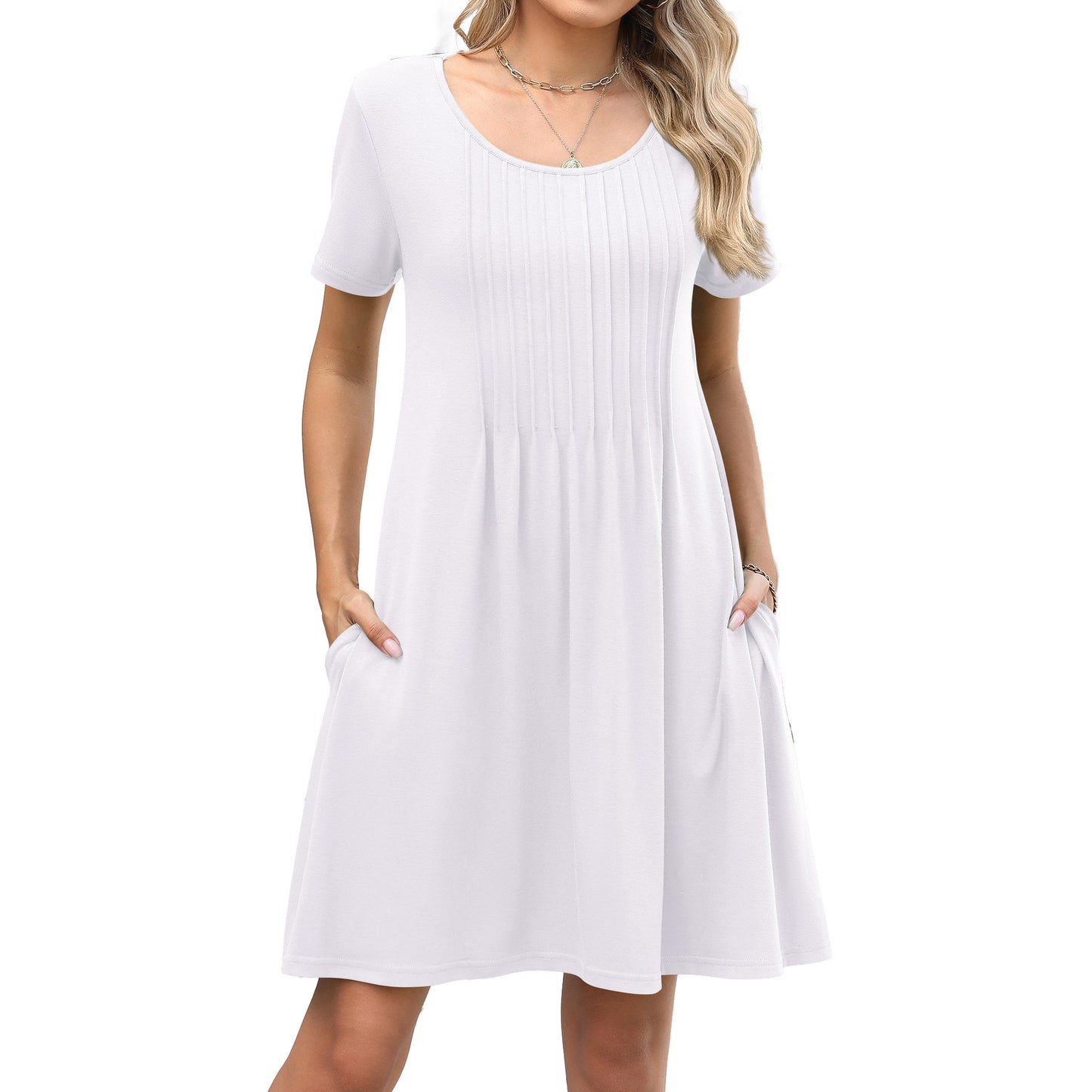 Solid Color Round Neck Stripes Loose Sleeve Shorts