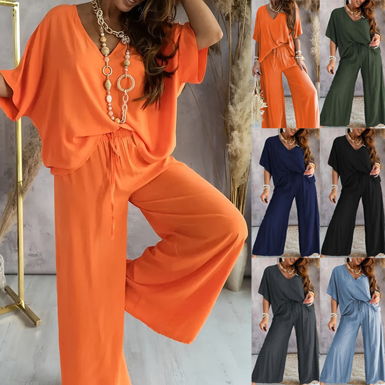 Casual Women's Collar Batwing Sleeve Loose Fashion Casual Suit