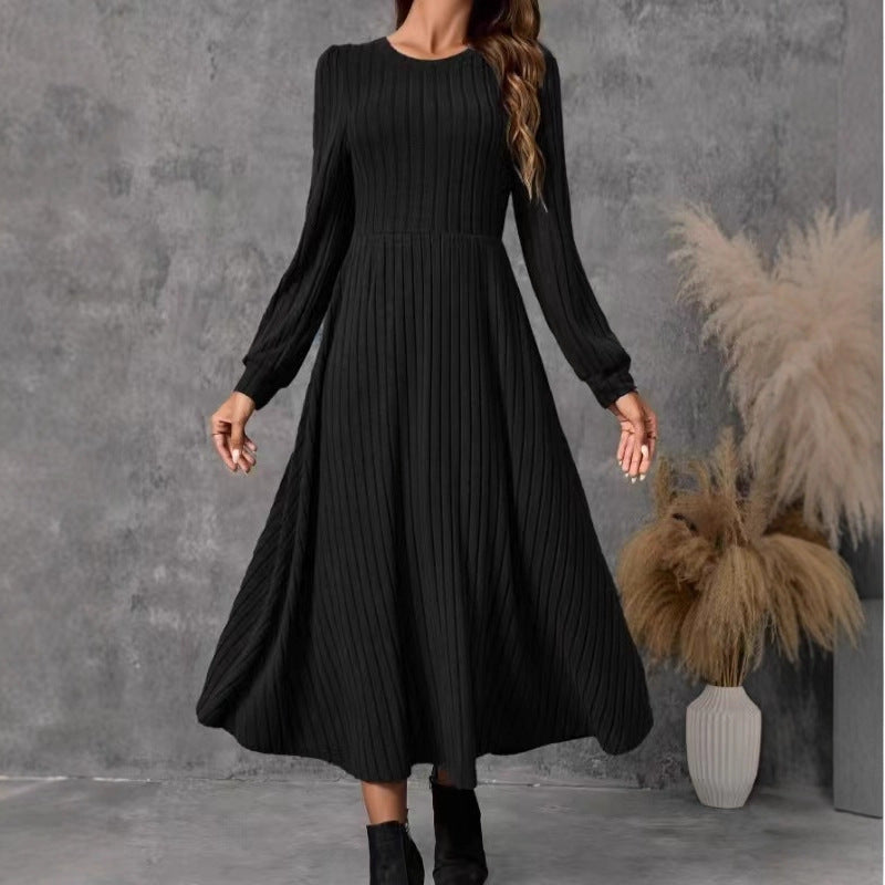 Charming Women's Short-sleeved Hem Knitted Long-sleeved Dress