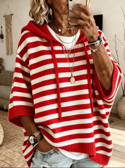 Women's Hooded Drawstring Sweatshirt Woolen Outer Wear Sweater