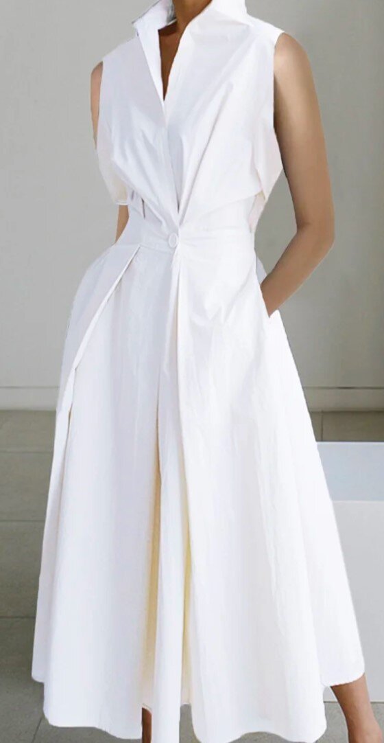Women's Summer Commuting Fashion Solid Color Button Dresses