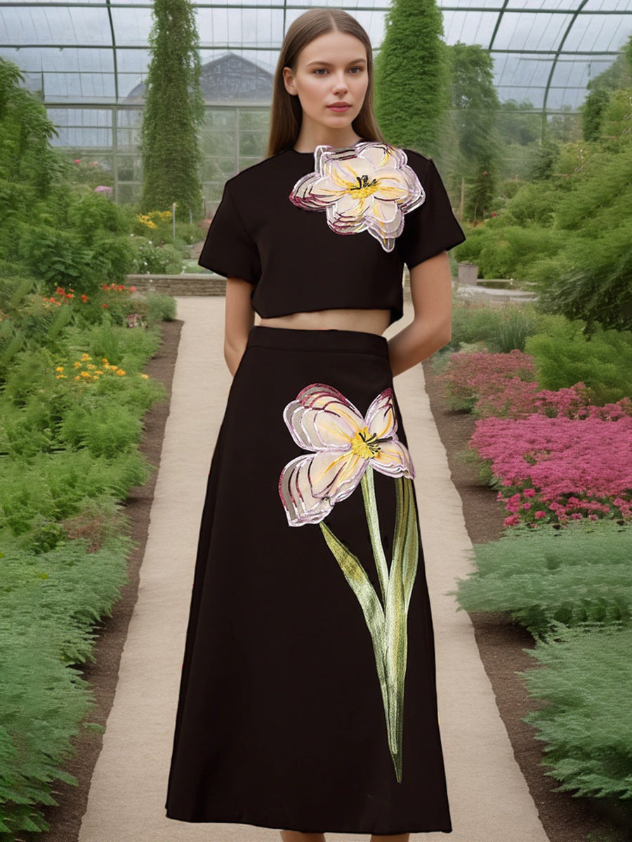 Women's Summer Retro Slim Fit Slimming Beautiful Flower Suits