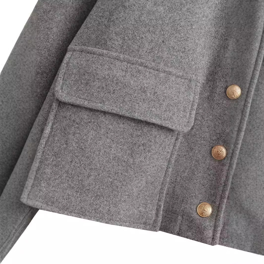 Women's Lapel Classic Style Single-breasted Soft Metal Coats