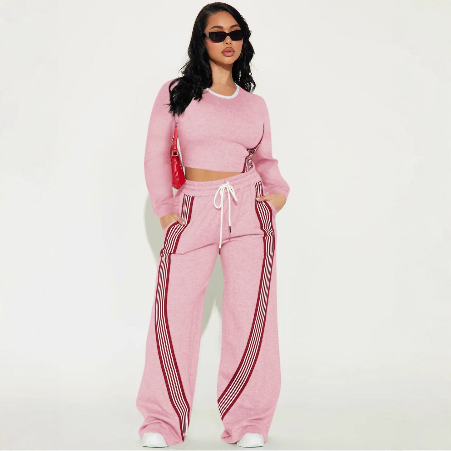 Women's Fashion Casual Long Sleeve Side Striped Suits