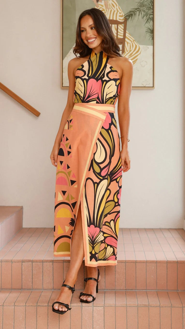 Innovative Comfortable Elegant Halter Linen Sheath Dress