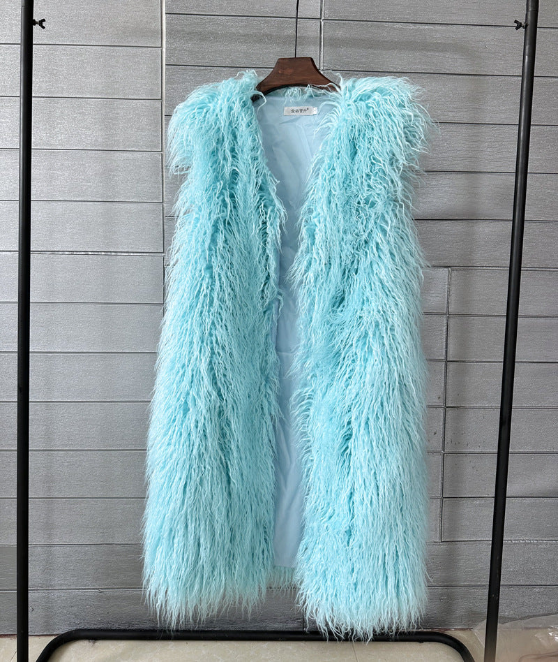Women's Winter Lengthened Imitated Tibet Sheep Fur Coats