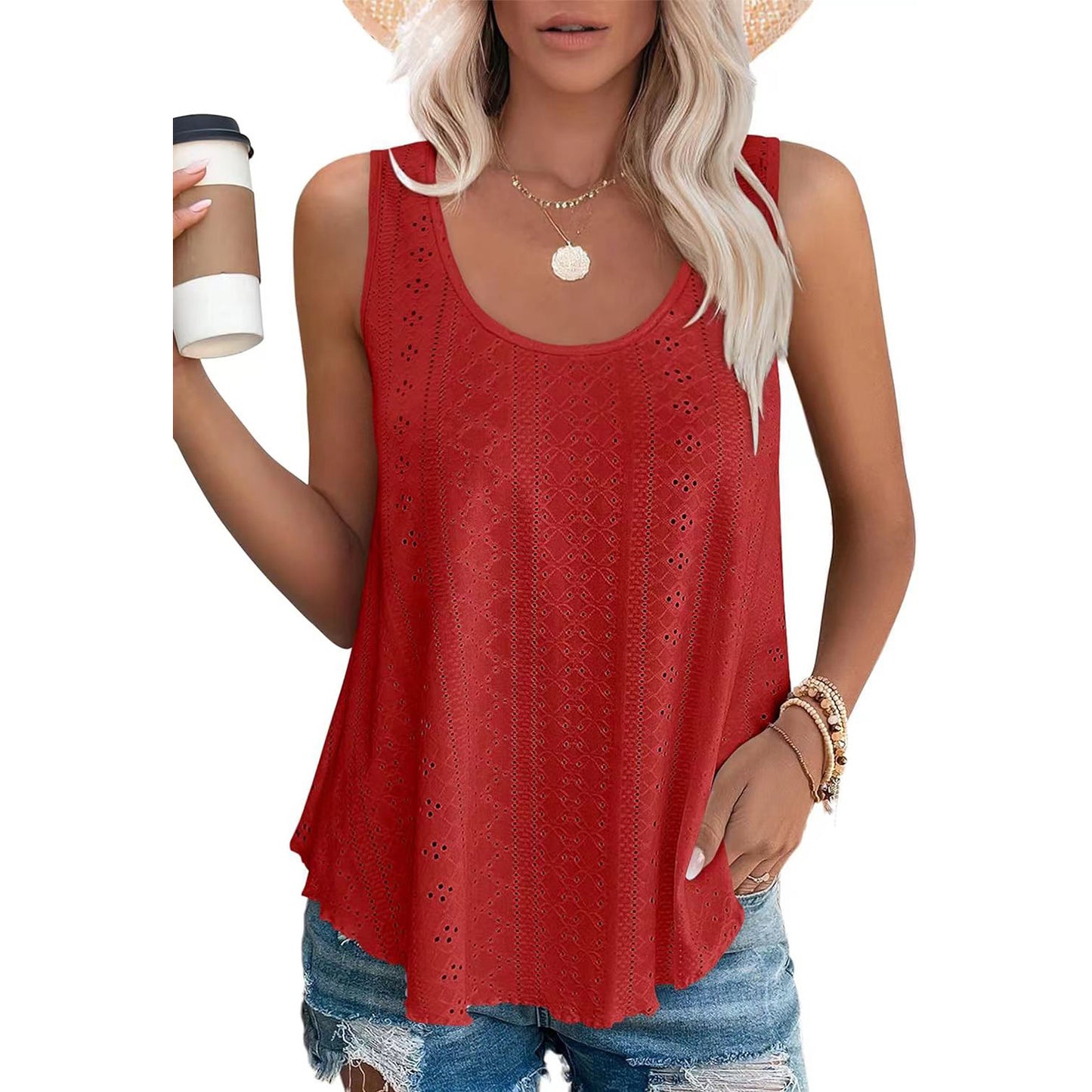 Fashion Round Neck Loose Sleeveless T-shirt Tops