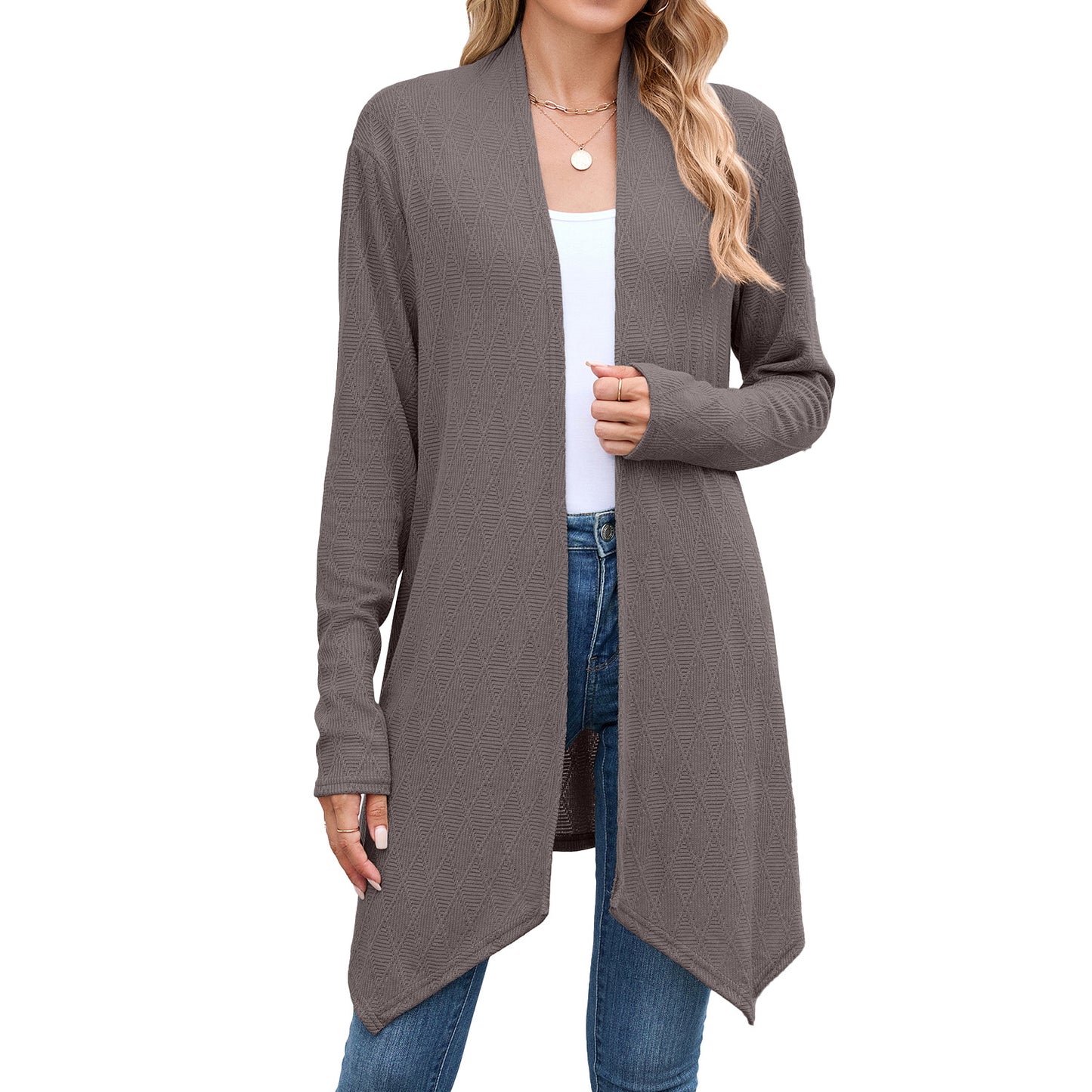 Women's Autumn Solid Color Long-sleeved Knitted Long Women's Sweater