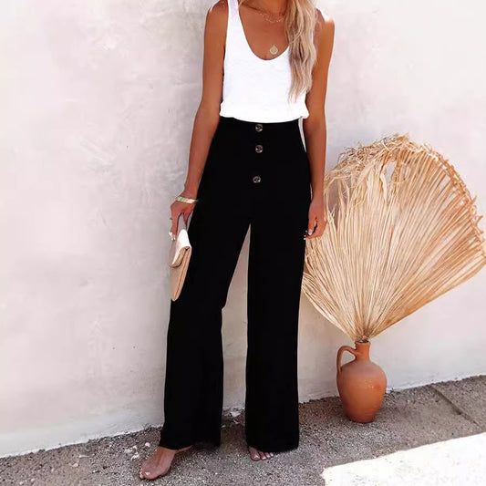 Women's Linen Elastic Loose Casual Wide Leg Pants
