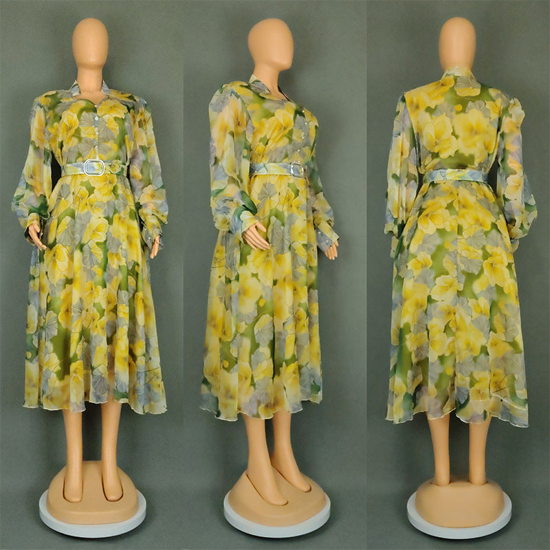Women's Large Printed Long Dress Independent Fashion Dresses