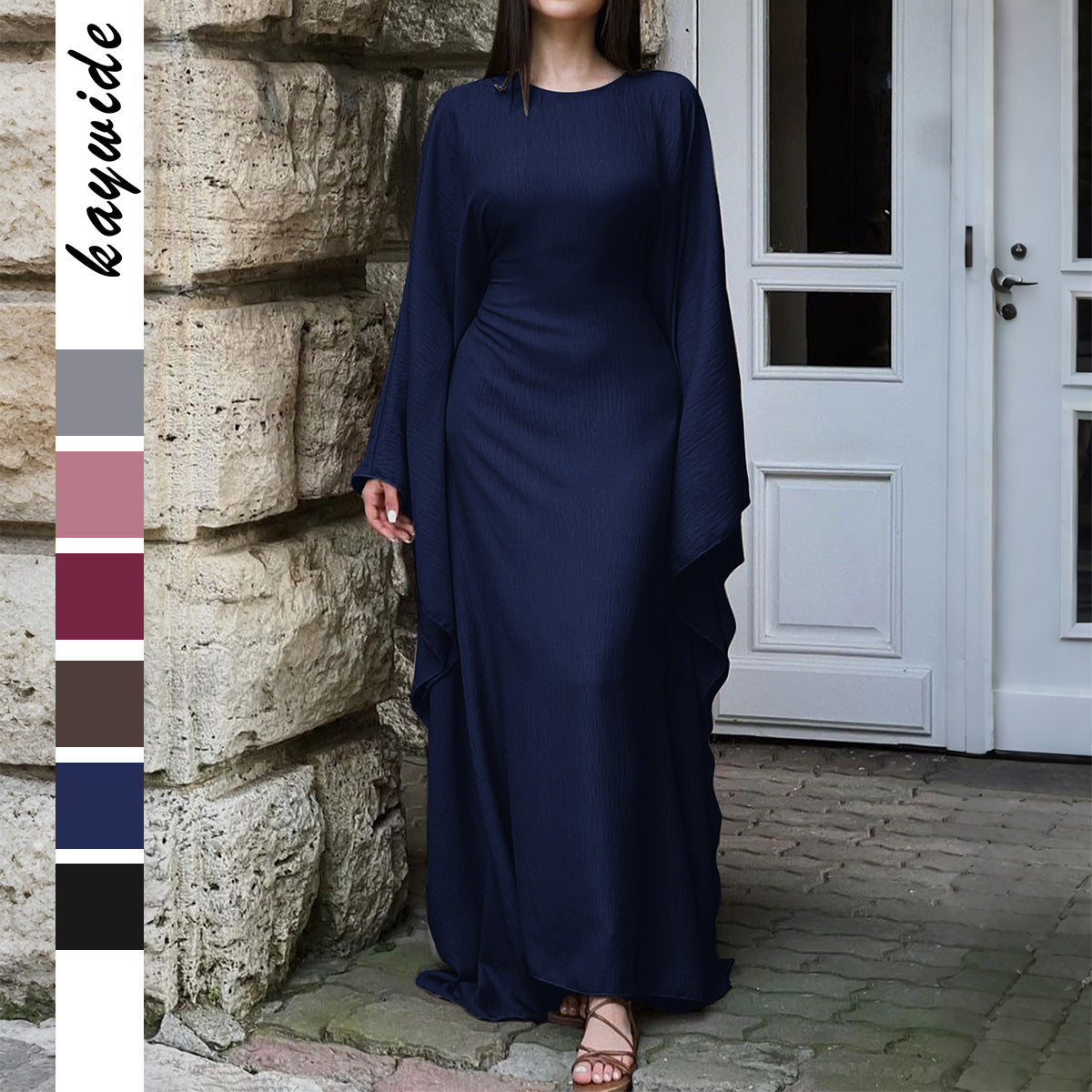 Slouchy Women's Elegant Solid Color Long-sleeved Dress