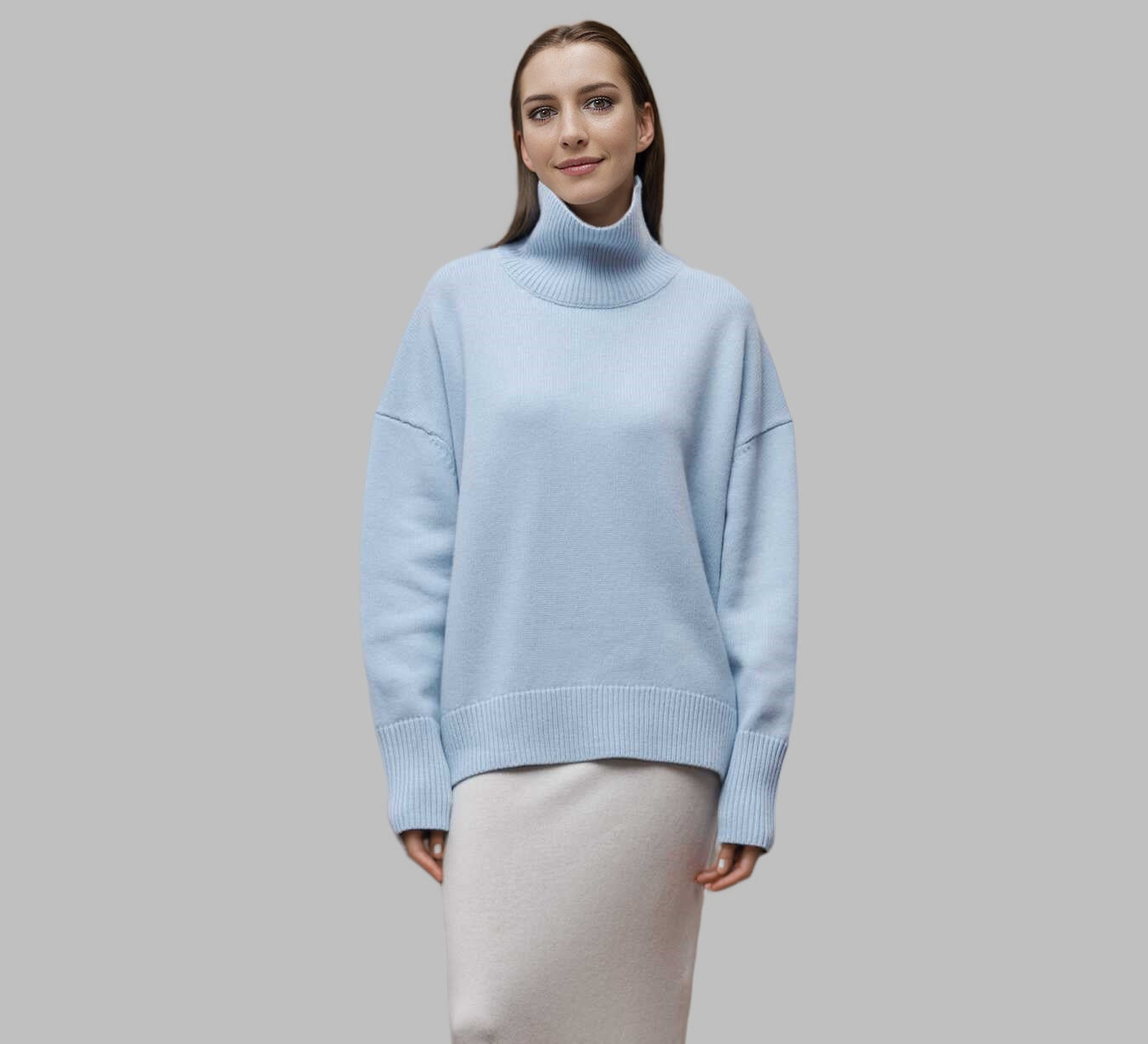 Women's Solid Color Turtleneck Loose Versatile Classic Sweaters