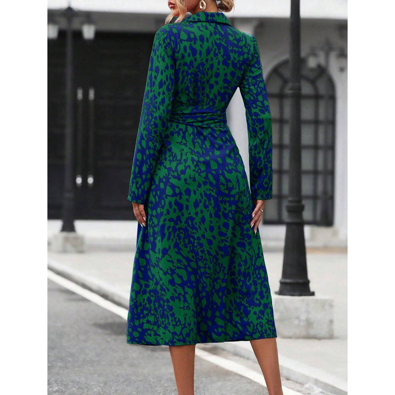 Slouchy Print Elegant Shirt Long Sleeve Dress