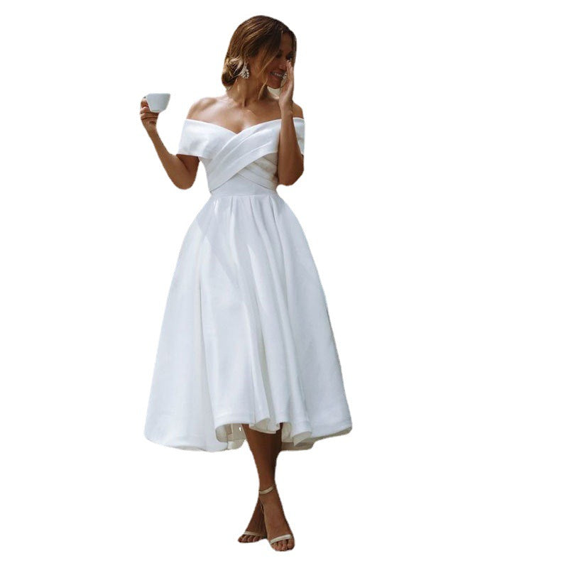 Attractive Comfortable Satin Dress Elegant Simple Wedding Dresses