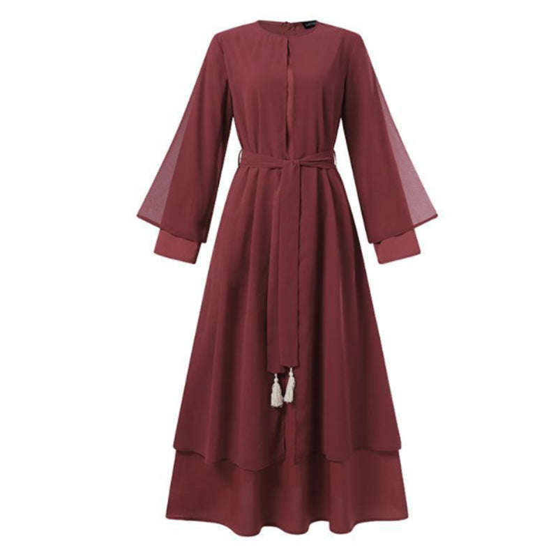 Fashion Artistic Retro Leisure Loose Crew Dresses