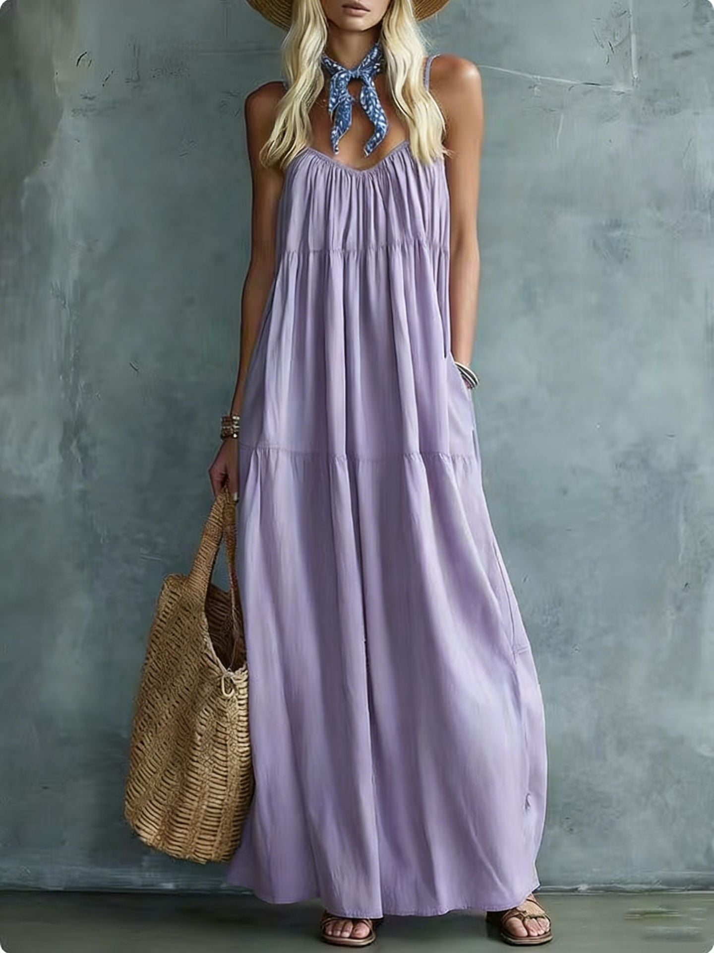 Vintage Bohemian Style Loose Vacation Blended Dress