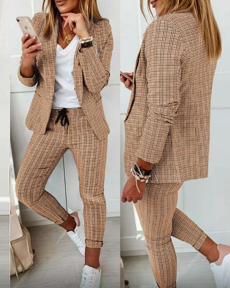 Women's Comfortable Innovative Pretty Plaid Casual Suits
