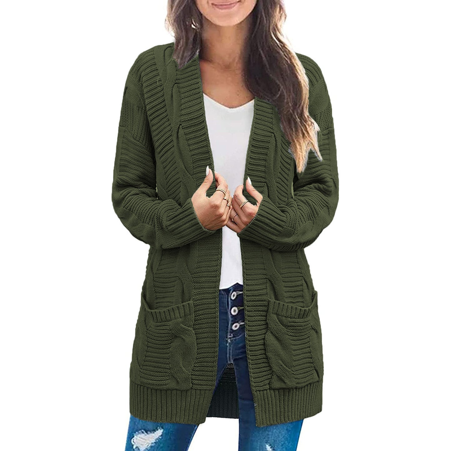 Cool Women's Twist Double Pocket Mid-length Coats