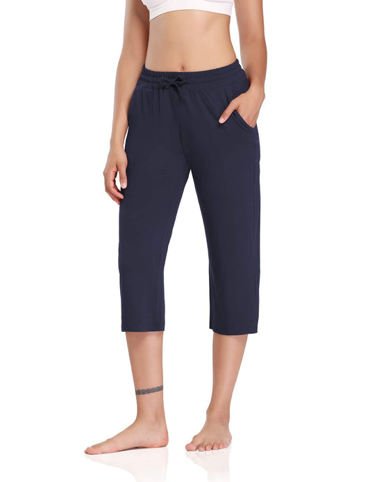 Women's Drawstring Solid Color Cropped Sports Yoga Pants