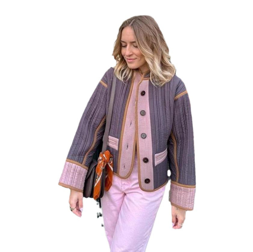 Women's Fashion Color Contrast Cotton Padded Coats