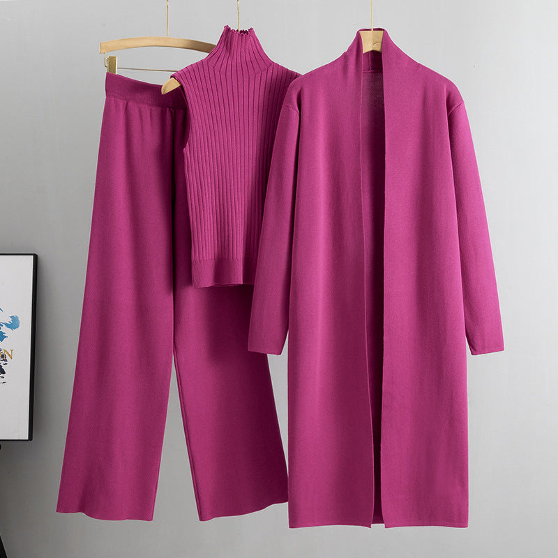 Lazy Temperament Knitting Sleeveless Three-piece Set Suits