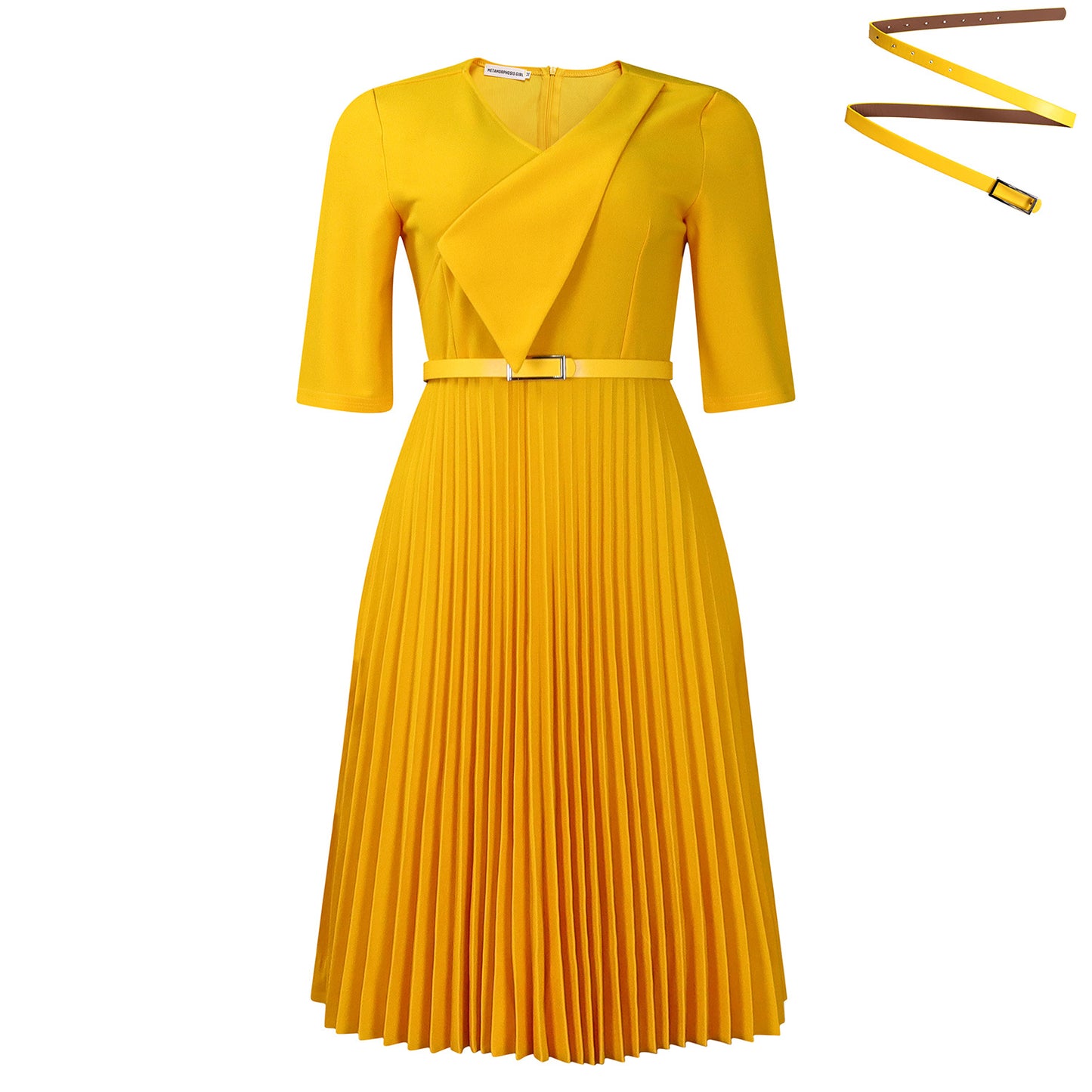 Women's Summer Fashion Temperament Solid Color Pleated Plus Size