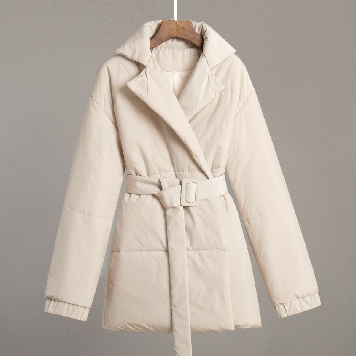 Cotton Winter Thickened Slimming Cinched Solid Coats