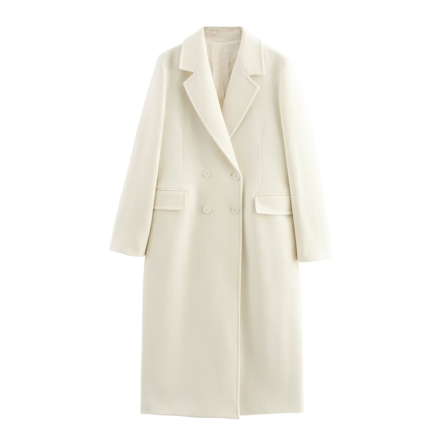 Women's Fashion Woolen Double Breasted Trench Coats