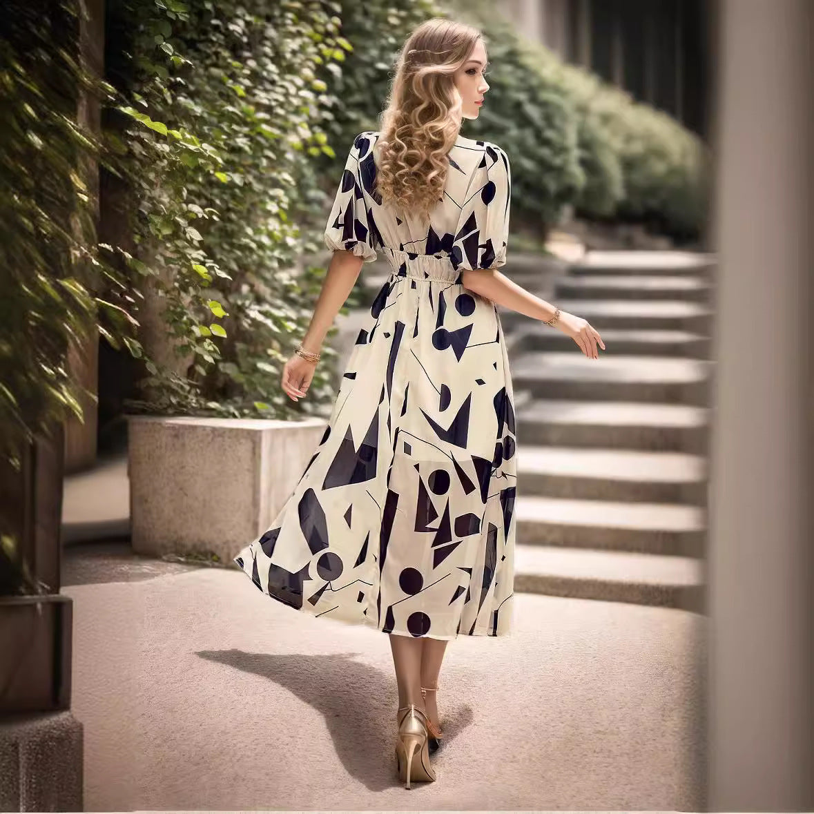 Classy Stylish Casual Summer Temperament Print Dress