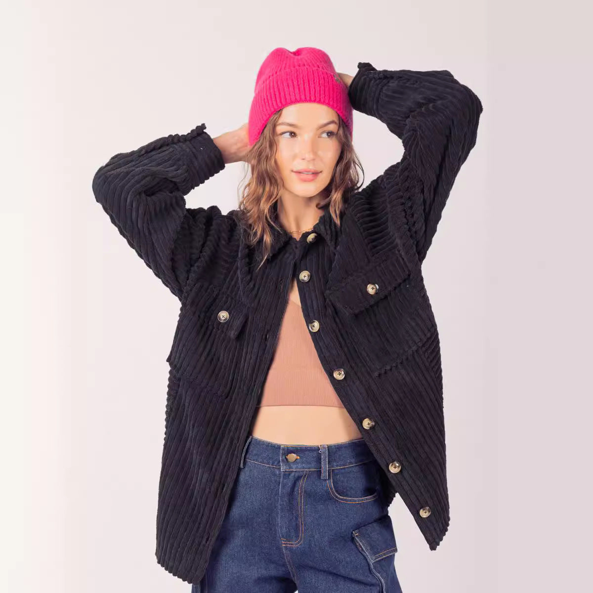 Women's Winter Fashion Big Pit Strip Pocket Coats