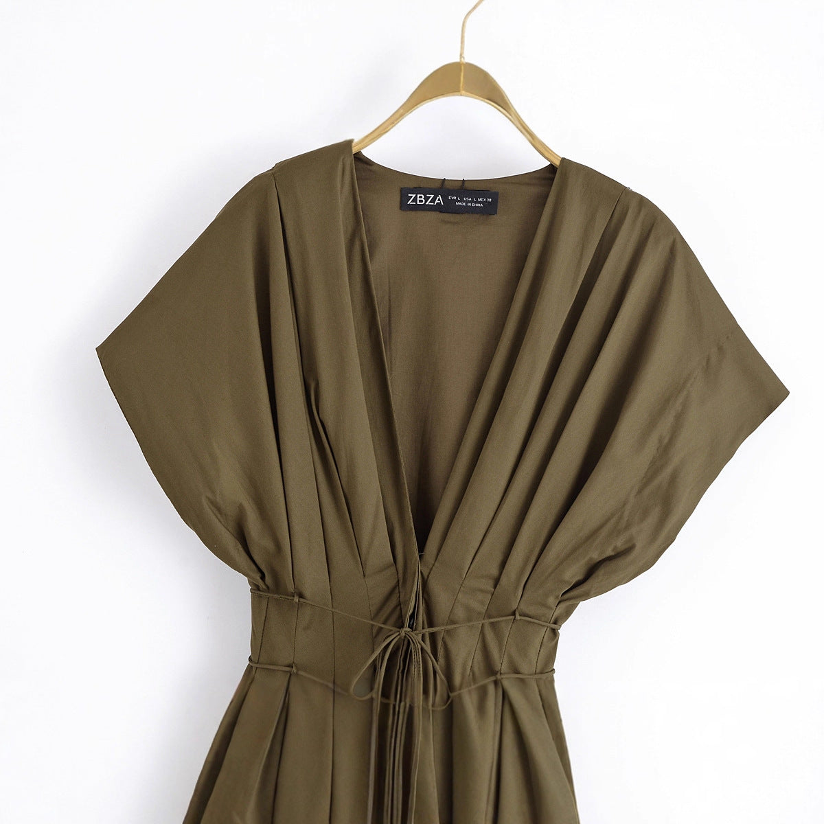 Women's Pullover Pleated Draping Shoulder Sleeve Midi Dresses