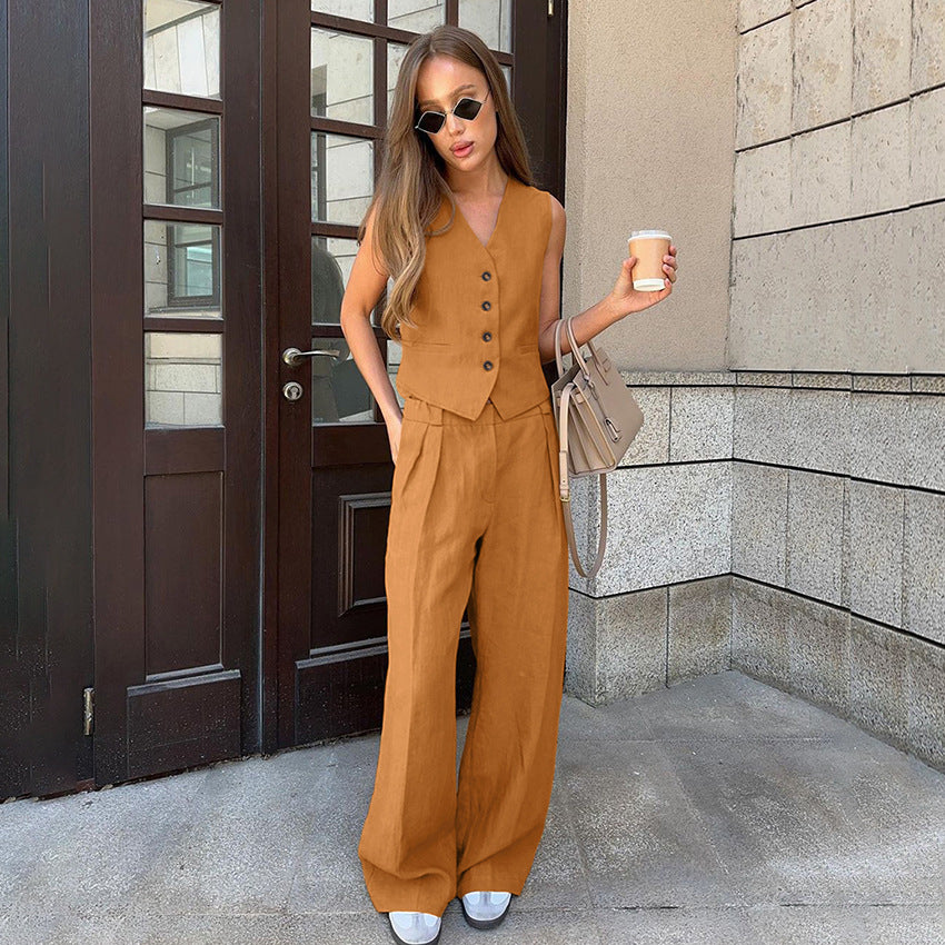 Women's Commuter Khaki Trousers Two-piece Autumn Fashion Suits