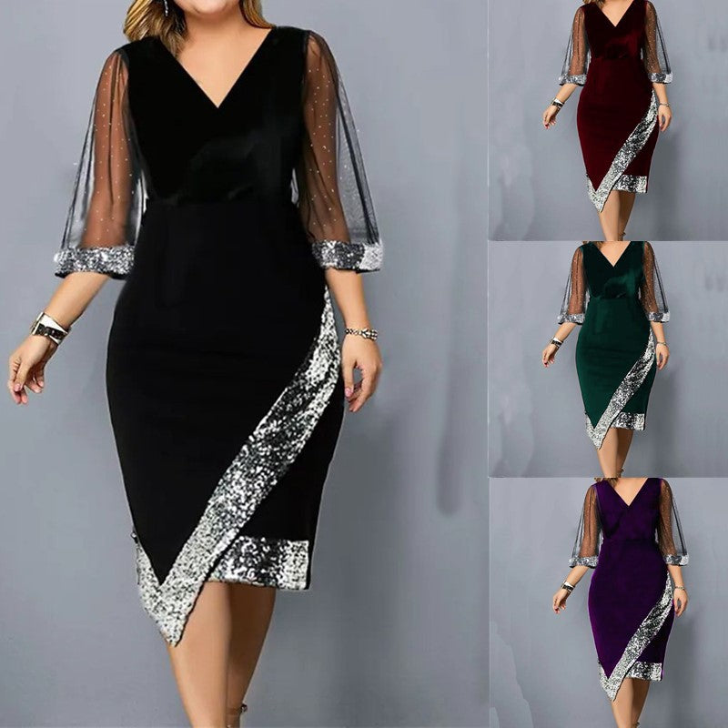 Durable Gold Veet Irregular Sequin Gauze Dress
