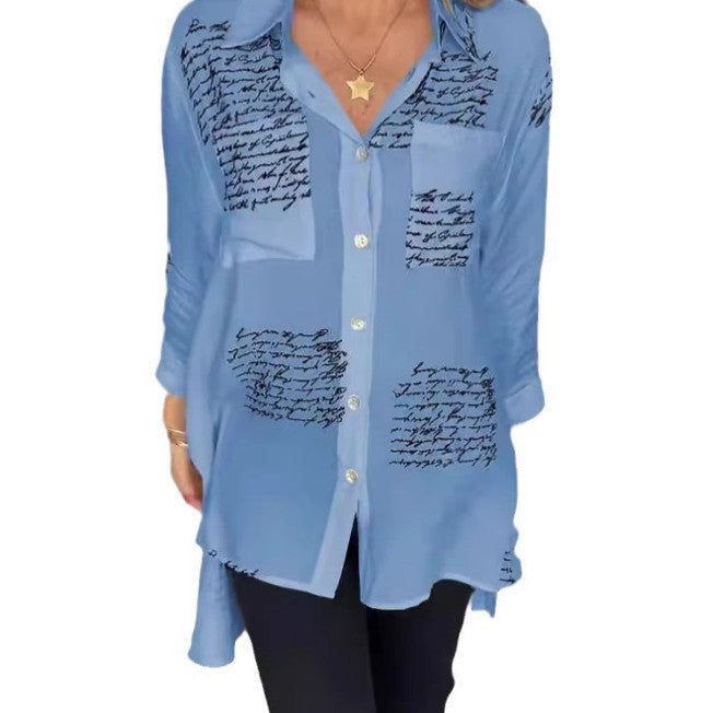 Women's Fashion Printed Loose Sexy Dovetail Shirt Blouses