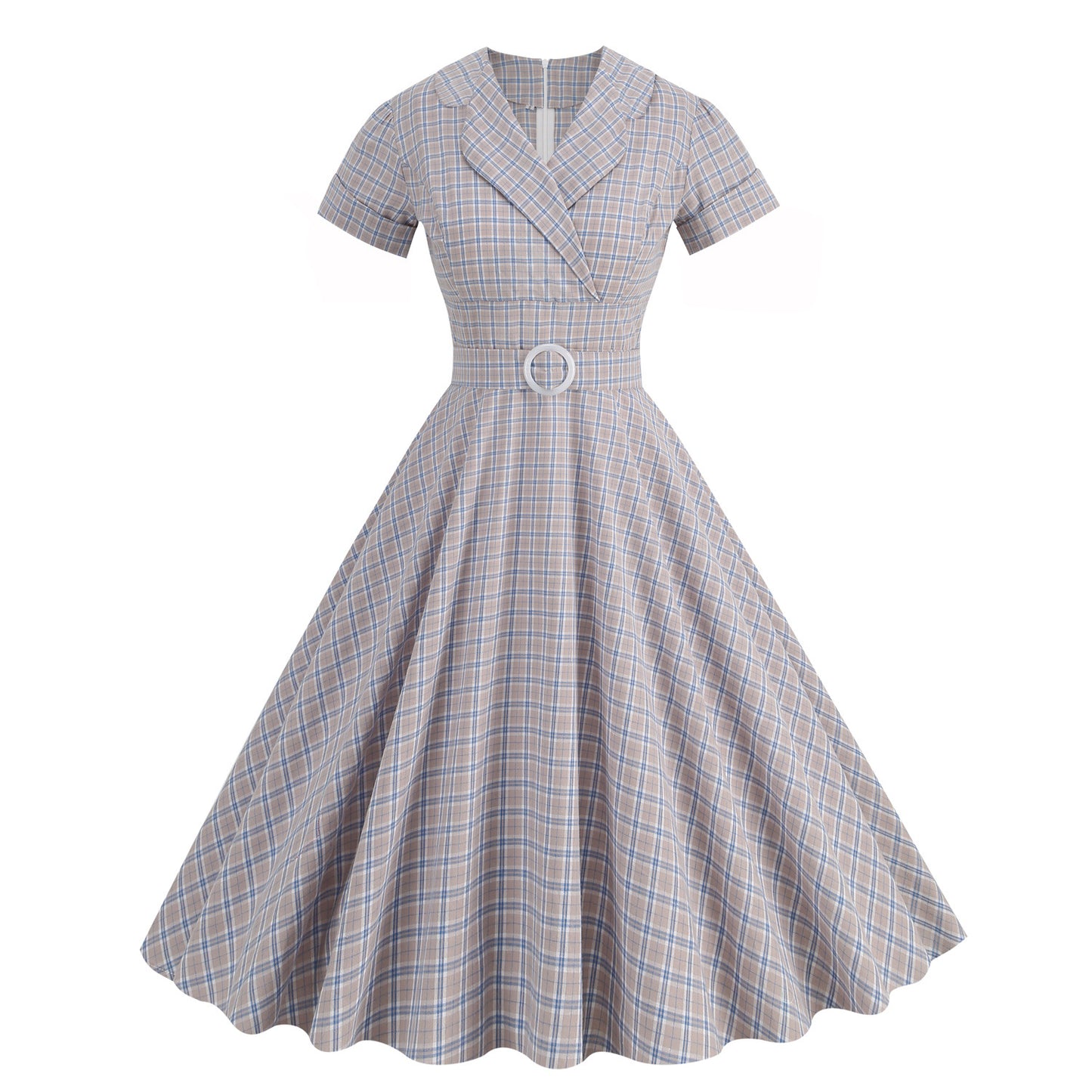 Style British Lattice Collar Sleeve High Dresses