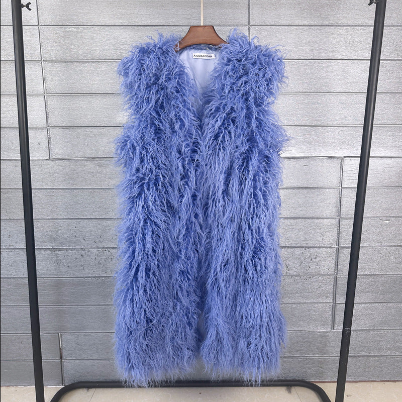 Women's Winter Lengthened Imitated Tibet Sheep Fur Coats